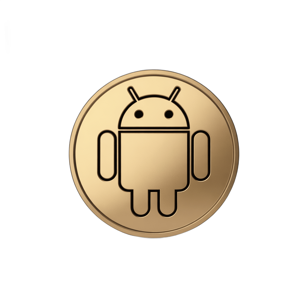 Isolated transparent android robot logo icon for mobile app design and branding PNG - transparent background