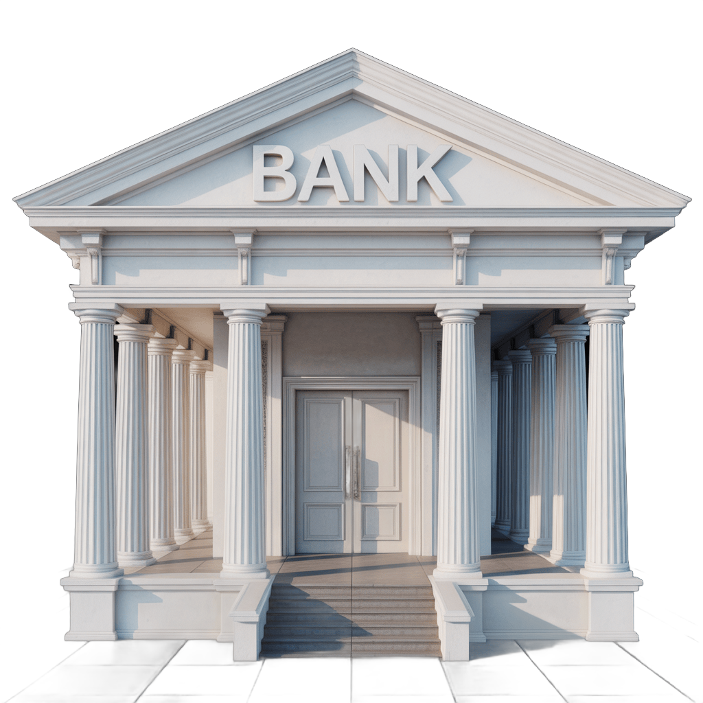 Isolated transparent bank building clipart graphic element for financial business presentations PNG - transparent background