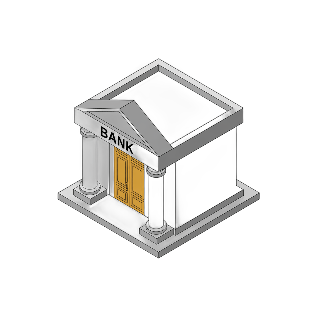 Isolated transparent bank building clipart graphic for financial presentations and business websites PNG - transparent background