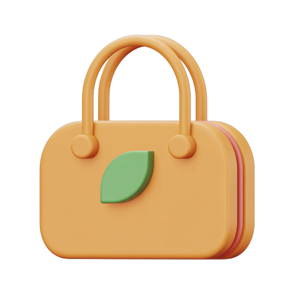 Isolated transparent clipart handbag with green leaf detail for eco-friendly branding and digital design projects PNG - transparent background
