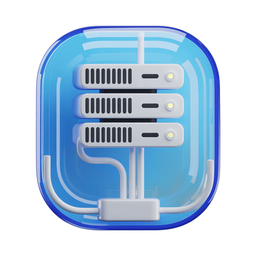 Isolated transparent clipart of stylized server hardware in blue tech casing for digital design PNG - transparent background