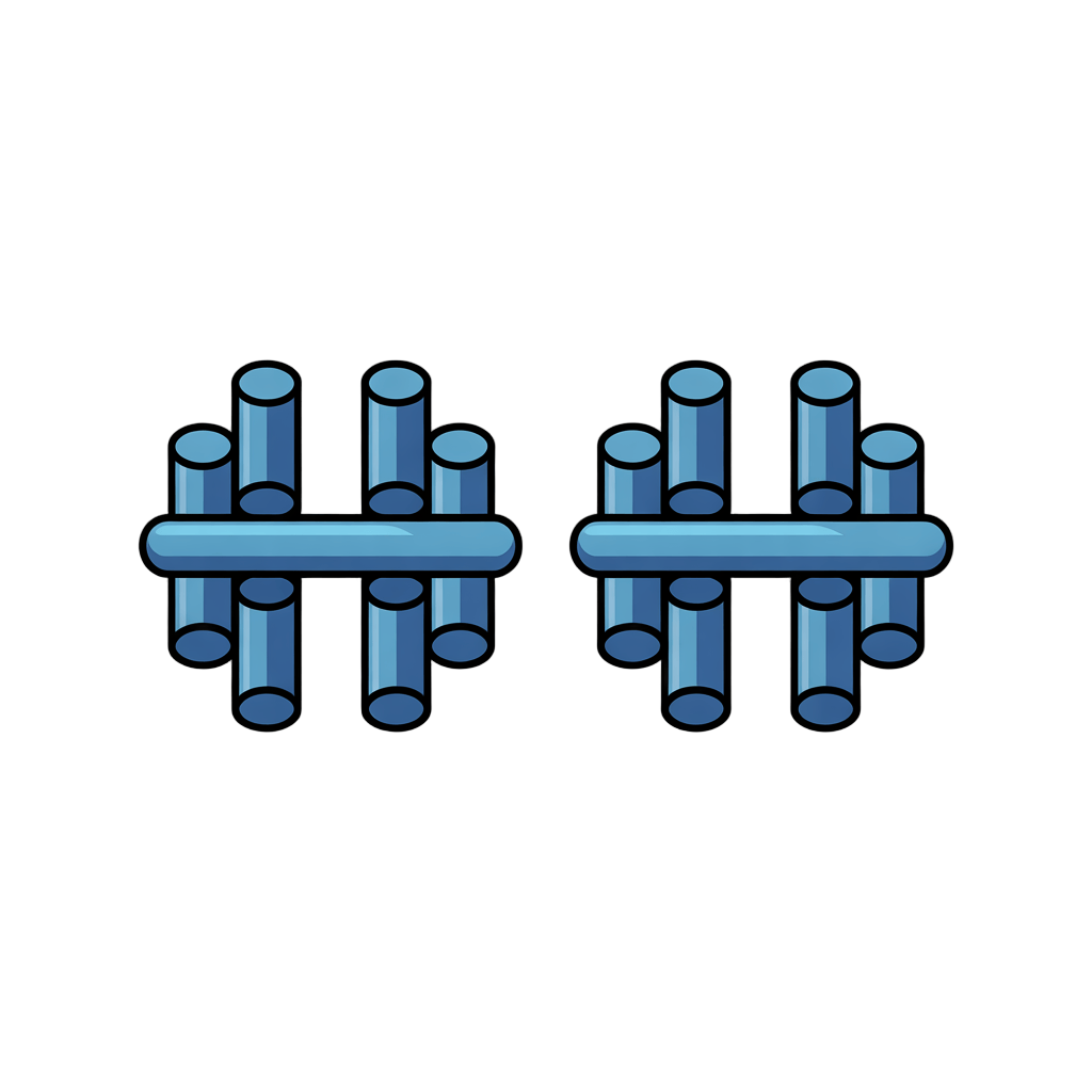 Isolated transparent clipart of two blue interconnected cylindrical connector blocks with vertical pins PNG - transparent background