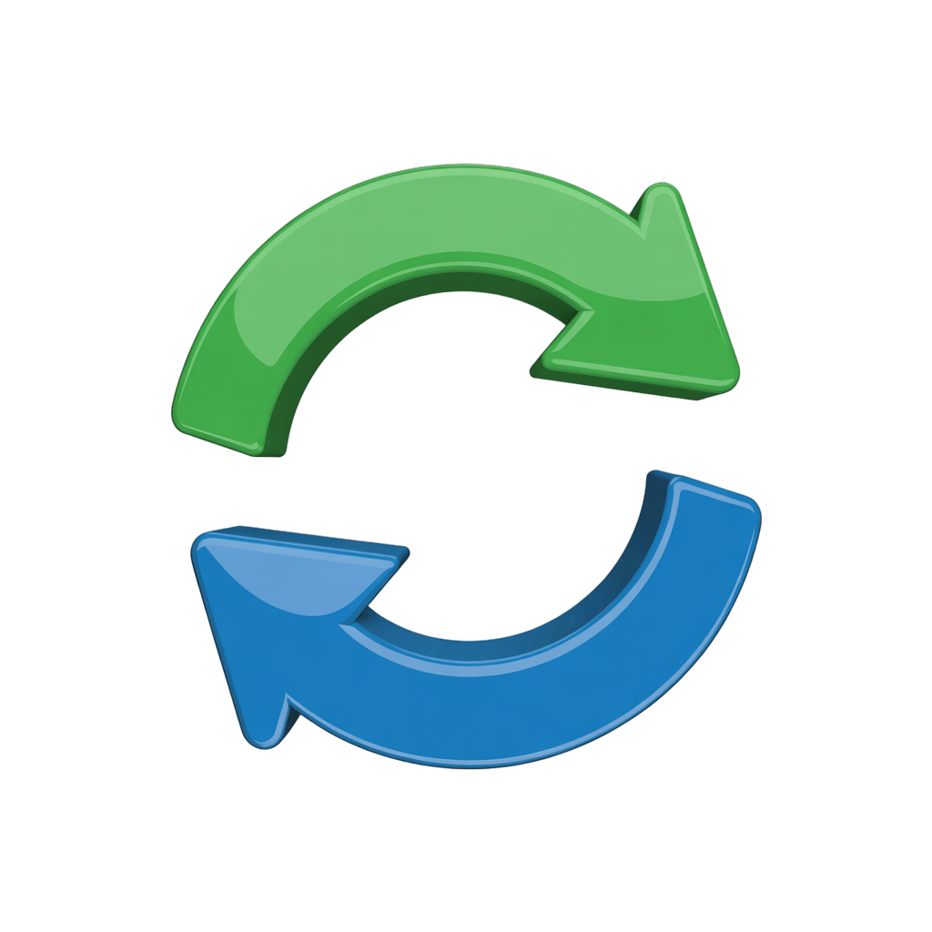 Isolated transparent green and blue circular arrows clipart for business presentations and website design PNG - transparent background