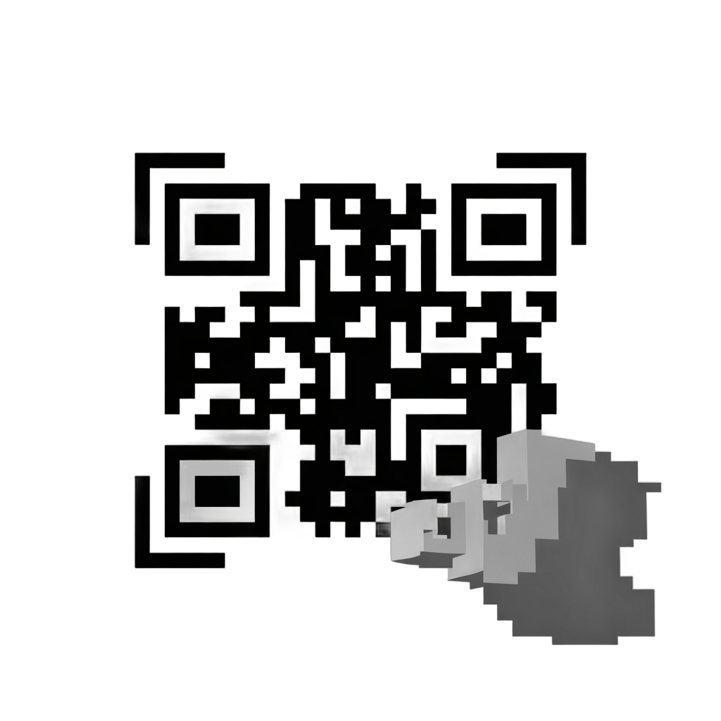 Isolated transparent qr code clipart with pixelated corner for digital design projects PNG - transparent background