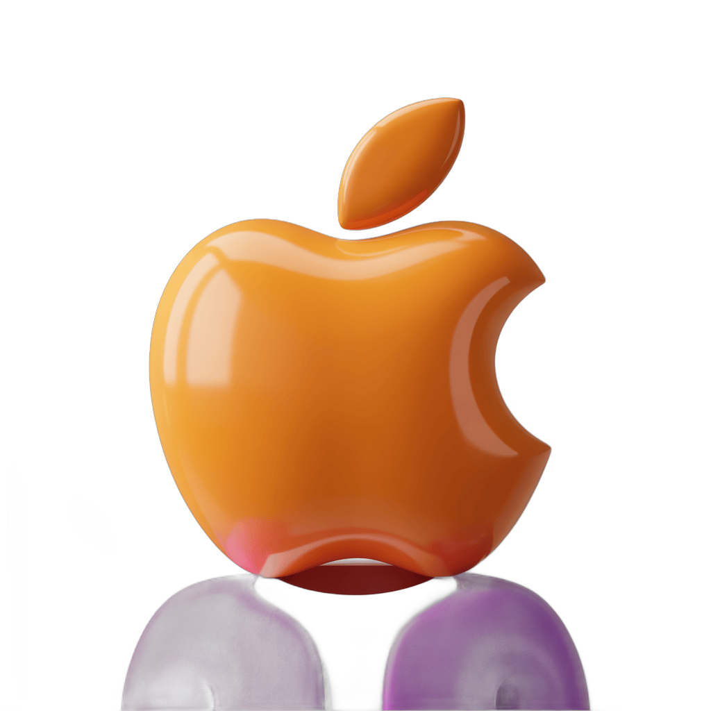 Isolated vibrant orange apple logo icon on transparent background for branding and digital design PNG - transparent background