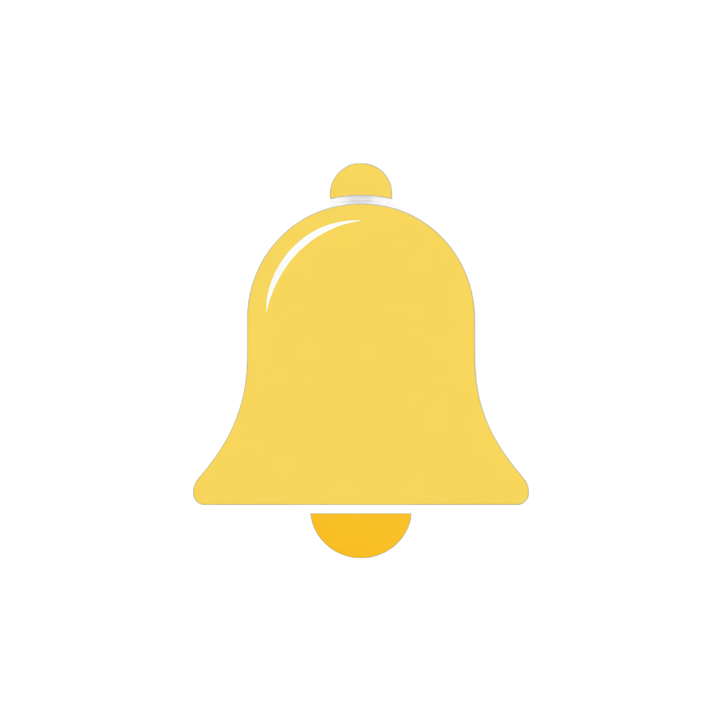 Isolated yellow bell notification icon for alerts and alerts graphic design projects PNG - transparent background