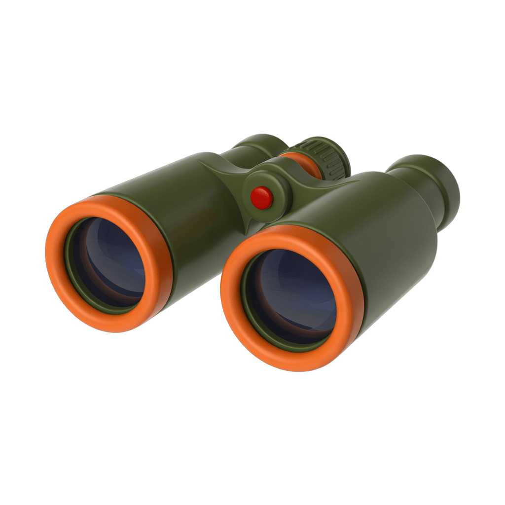 Military style binoculars graphic for outdoor adventure and nature exploration designs PNG - transparent background