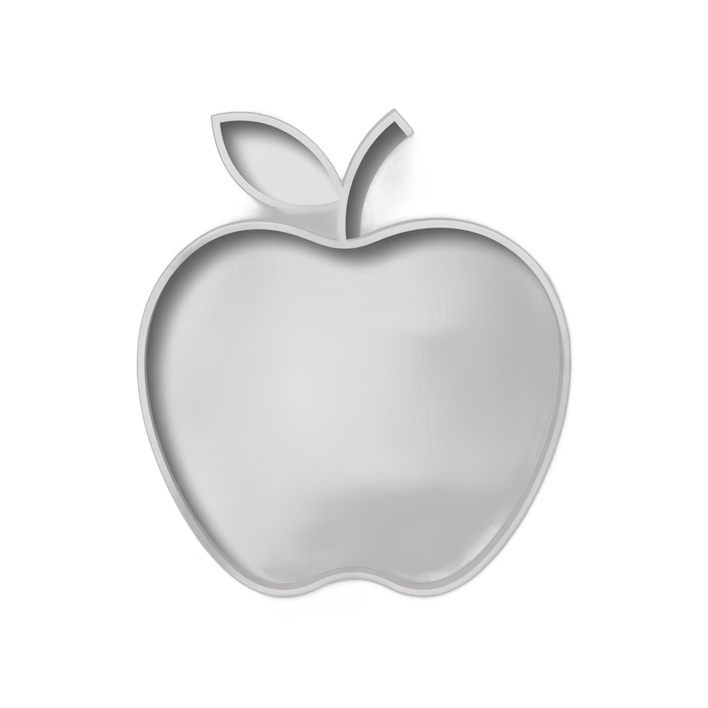 Minimalist metallic apple icon for branding and app design with transparent background PNG - transparent background