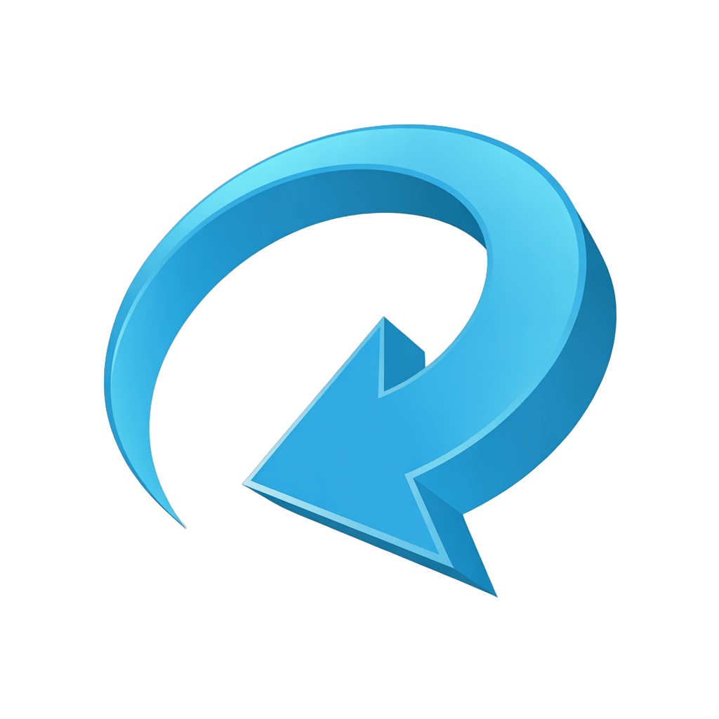 Modern blue curved arrow graphic element for presentations and web design projects PNG - transparent background