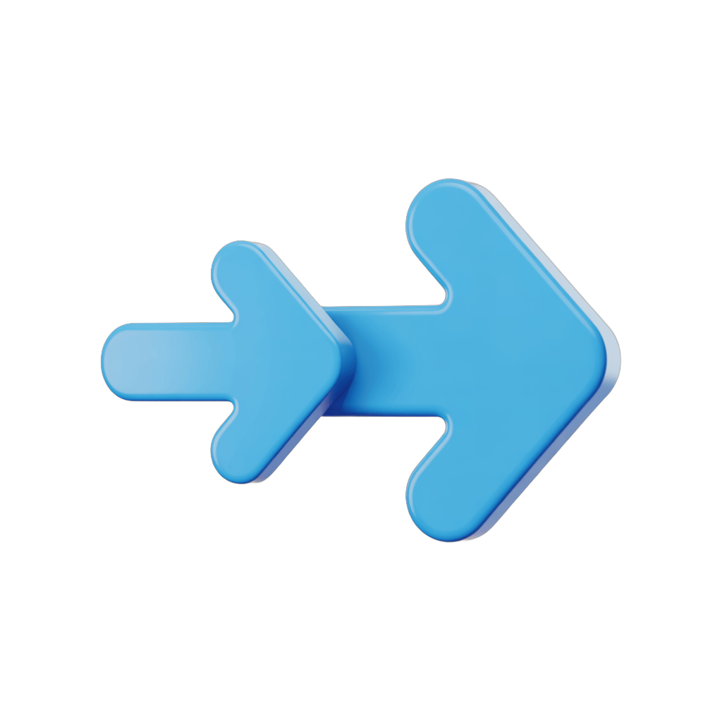Modern blue double ended arrow icon for presentations and web design graphics PNG - transparent background