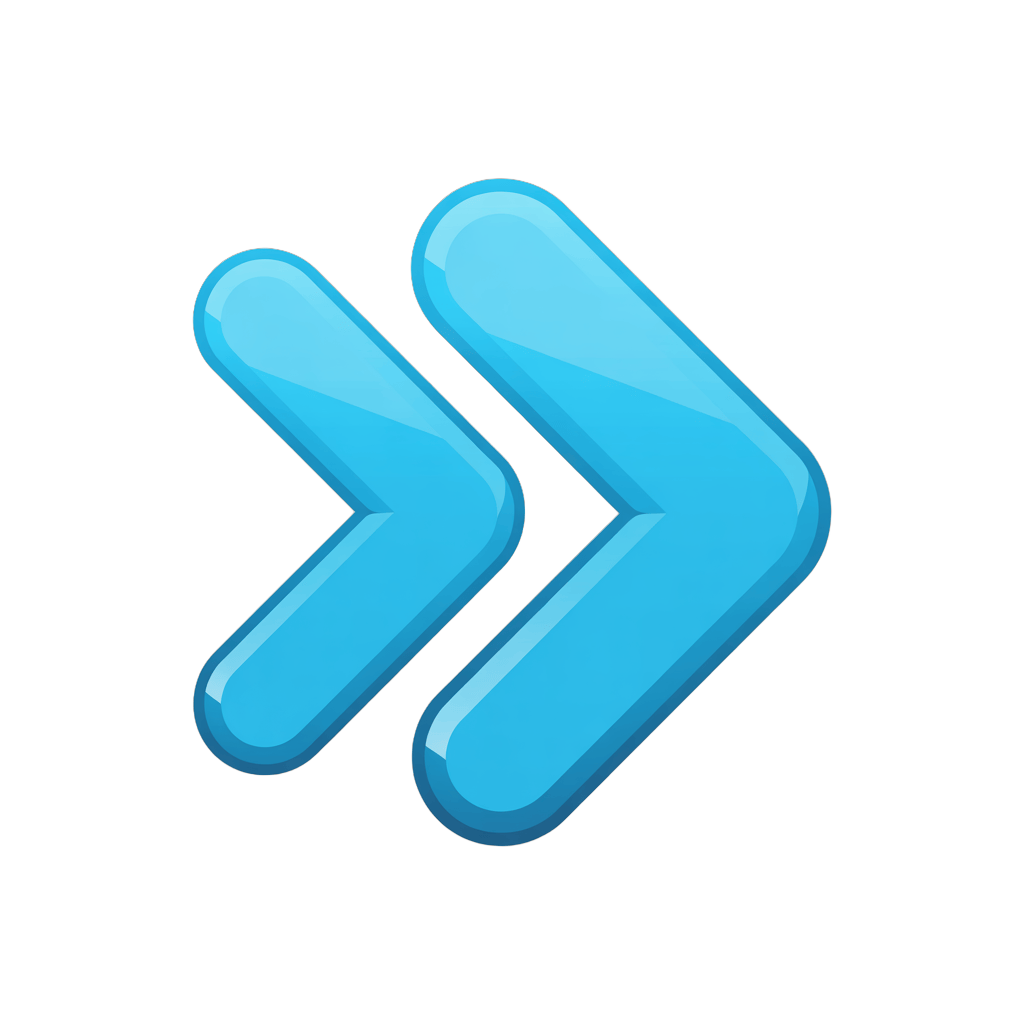 Modern blue forward navigation arrow icon for user interface design and web development projects PNG - transparent background