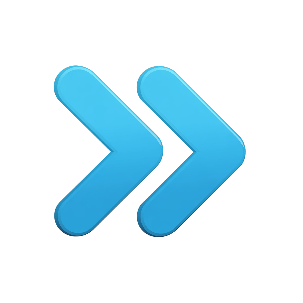 Modern blue forward navigation arrow icon for web design user interface and app development PNG - transparent background
