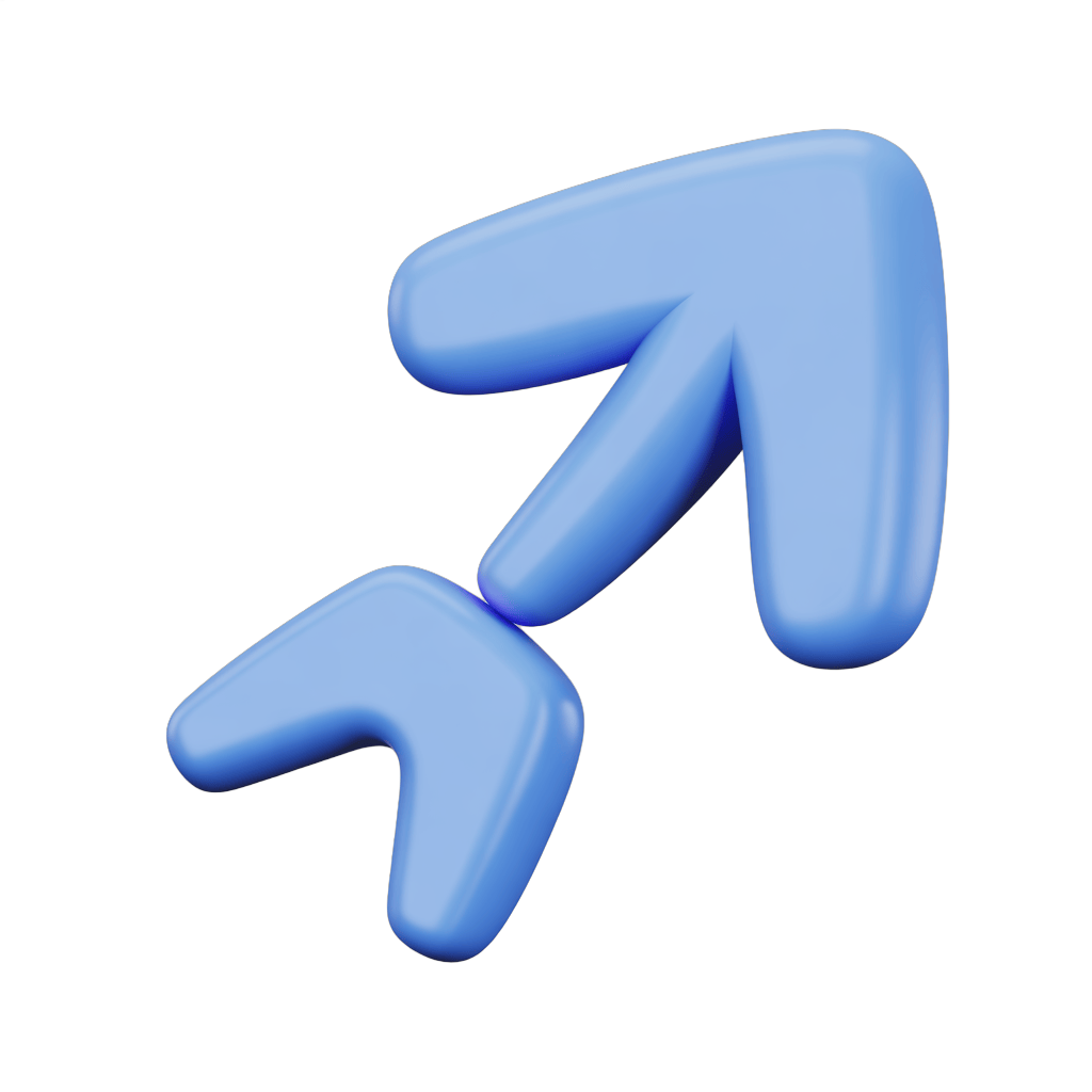 Modern blue upward and right directional arrow clipart for presentations and web design PNG - transparent background