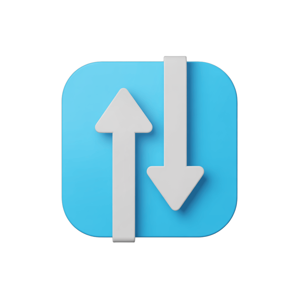 Modern dual direction arrow icon for upload download interface design and app symbols PNG - transparent background