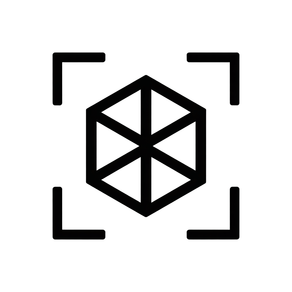 Modern geometric hexagonal icon with cross lines inside for app design and digital interfaces PNG - transparent background