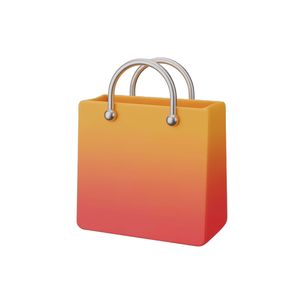 Modern gradient shopping bag clipart for ecommerce website and online store branding PNG - transparent background