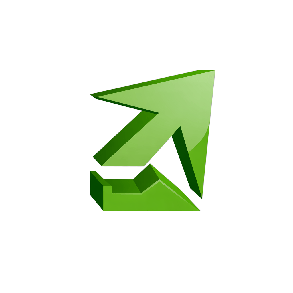 Modern green upward arrow clipart for business growth presentations and marketing materials PNG - transparent background