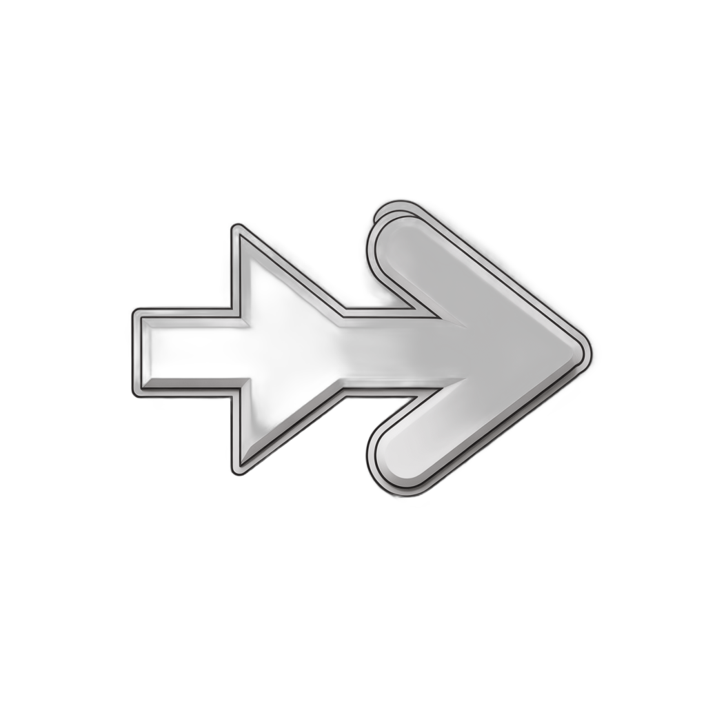 Modern metallic arrow graphic element for presentations and user interface design PNG - transparent background