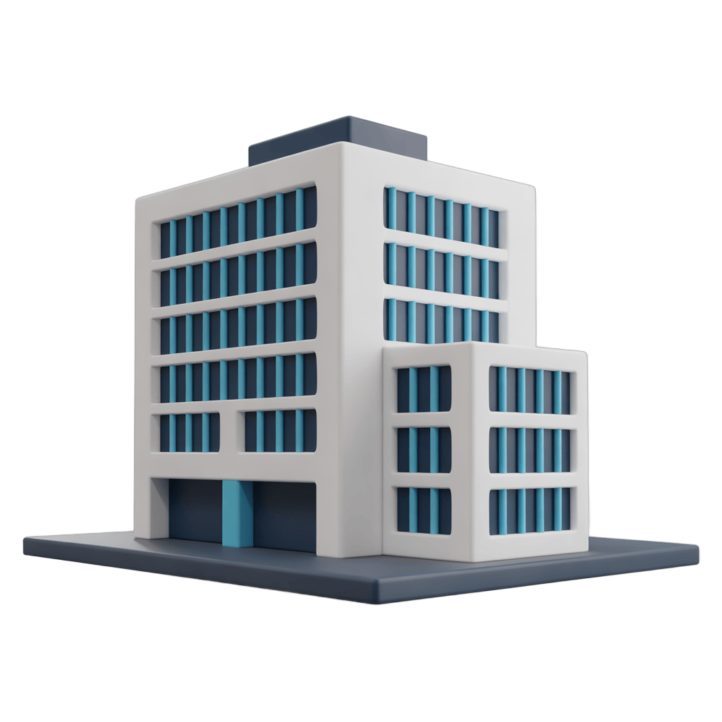 Modern office building clipart graphic element for presentations and business documents PNG - transparent background
