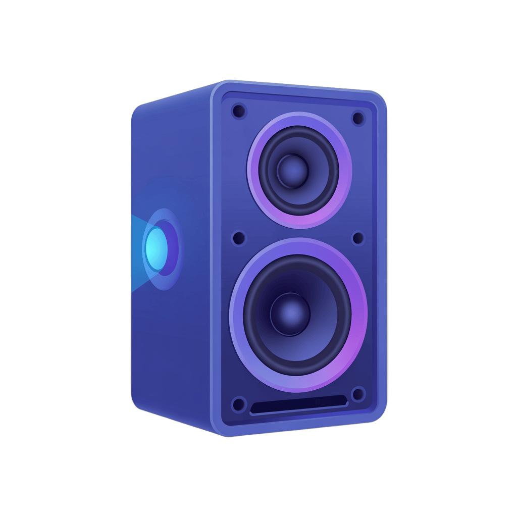Modern purple speaker with glowing light for home entertainment and gaming setup PNG - transparent background