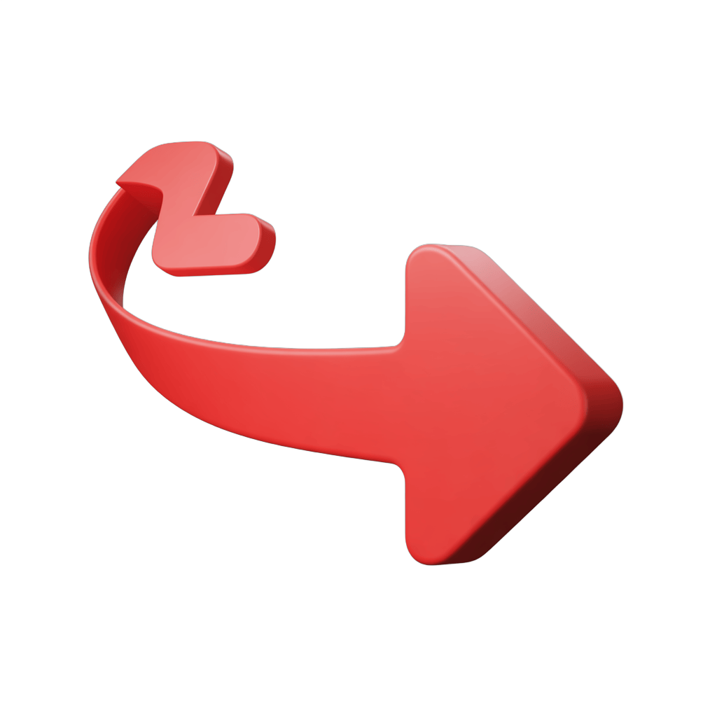 Modern red curved arrow graphic element for presentations and web design projects PNG - transparent background