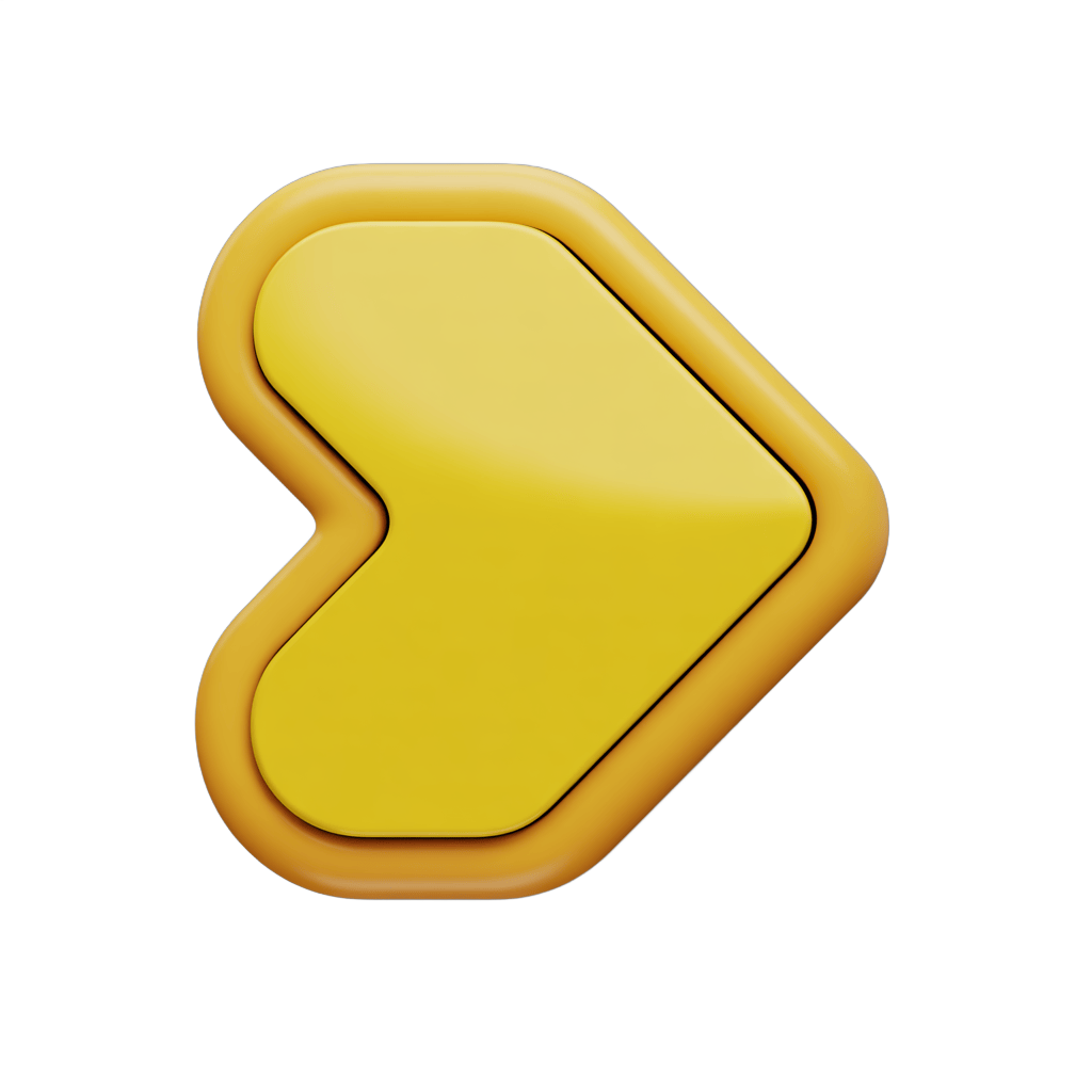 Modern yellow play button graphic element for presentations and user interface design PNG - transparent background