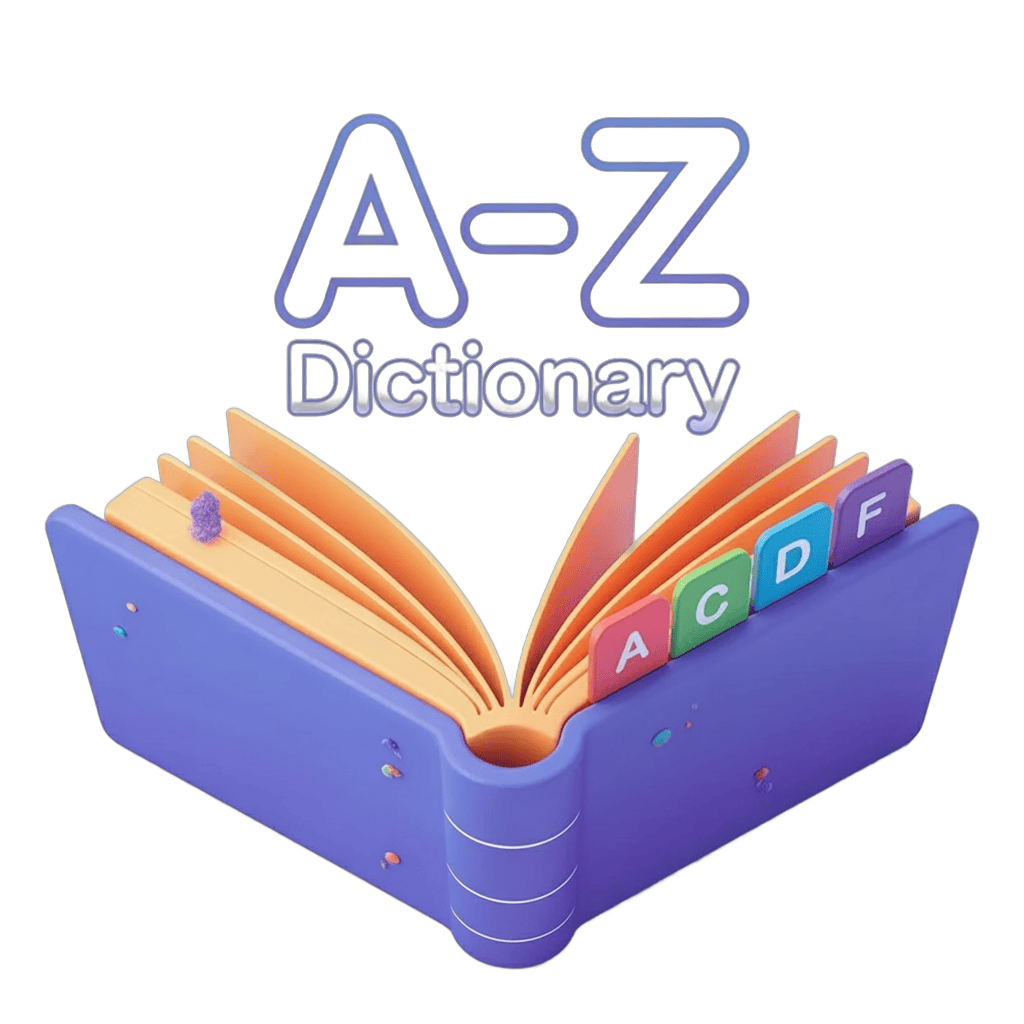 Open A-Z dictionary with alphabet tabs for educational and office presentations PNG - transparent background