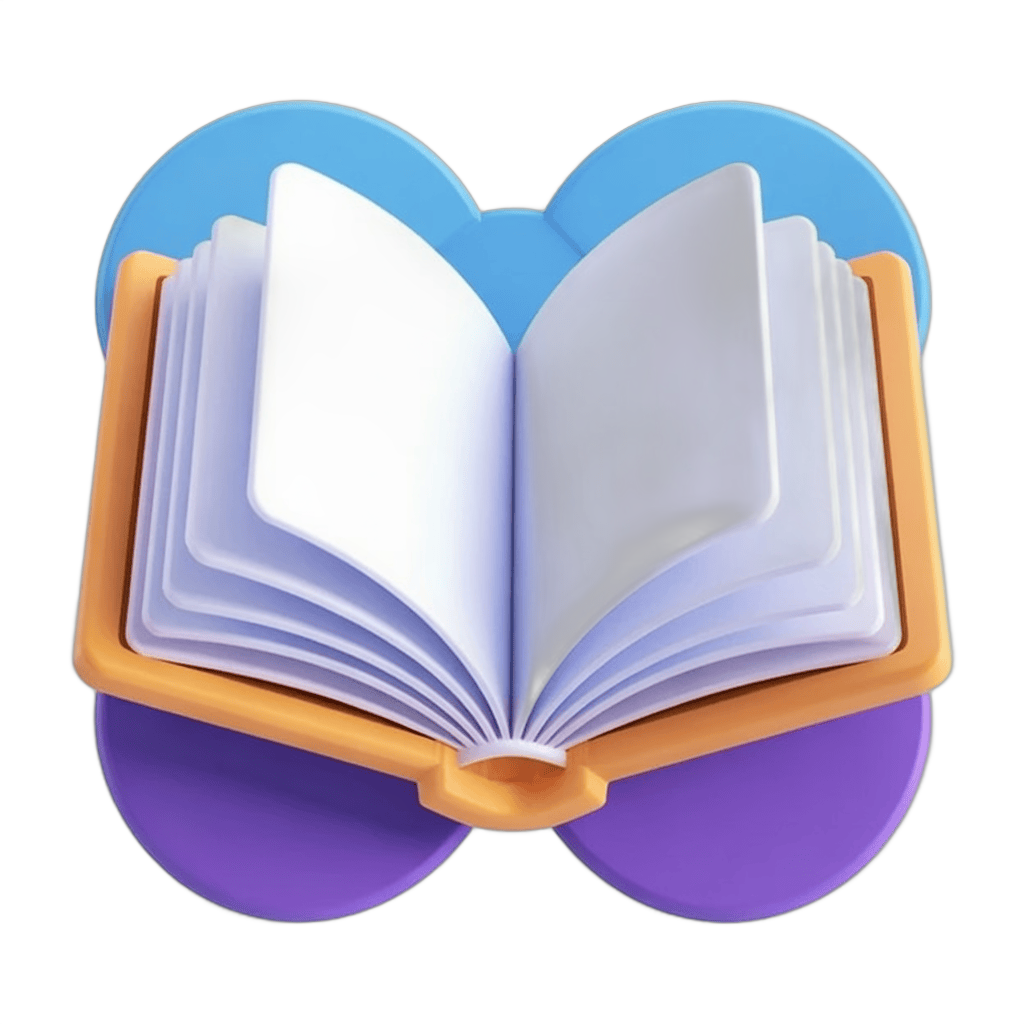 Open book clipart with colorful pages and brown cover for educational and reading graphics PNG - transparent background