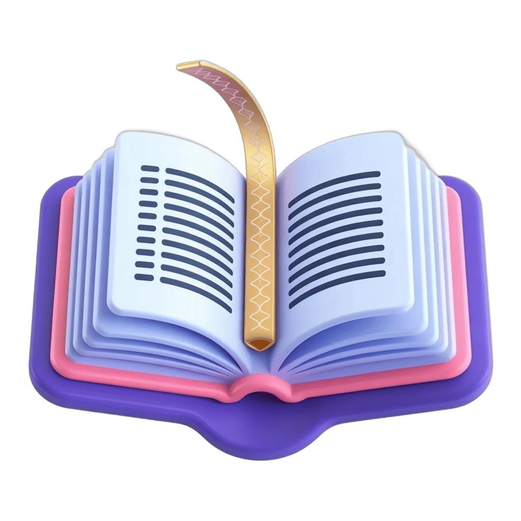 Open book with golden bookmark clipart for education and reading illustrations PNG - transparent background
