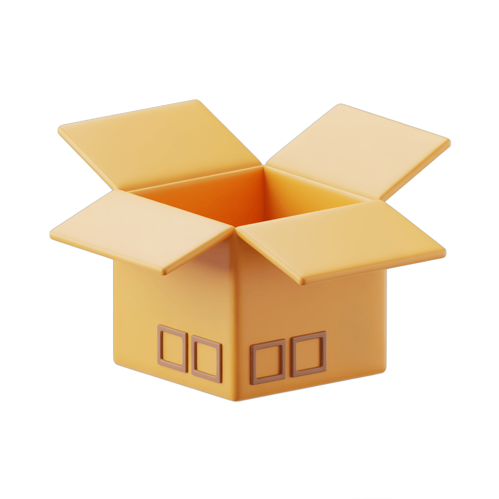 Open cardboard box illustration for delivery shipping packaging and ecommerce design PNG - transparent background