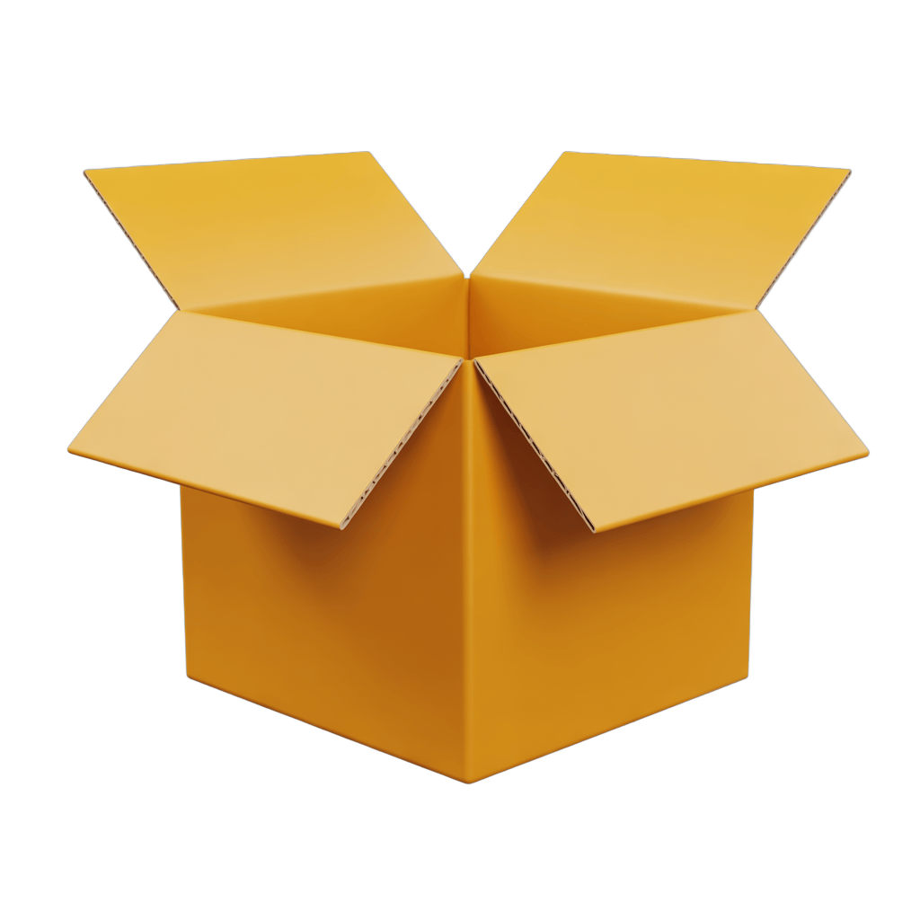 Open cardboard box illustration for packaging delivery and shipping design projects PNG - transparent background