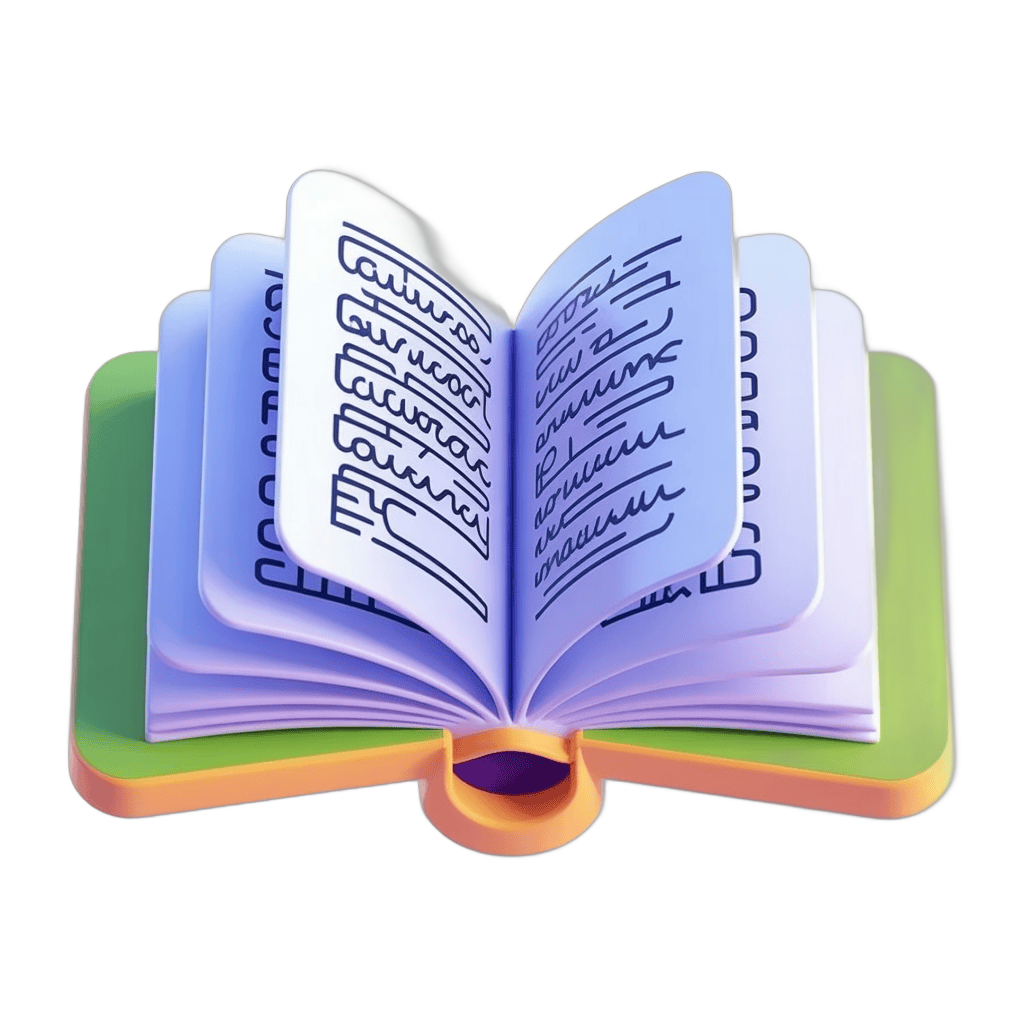 Open hardcover book with musical notes illustration for education and design projects PNG - transparent background