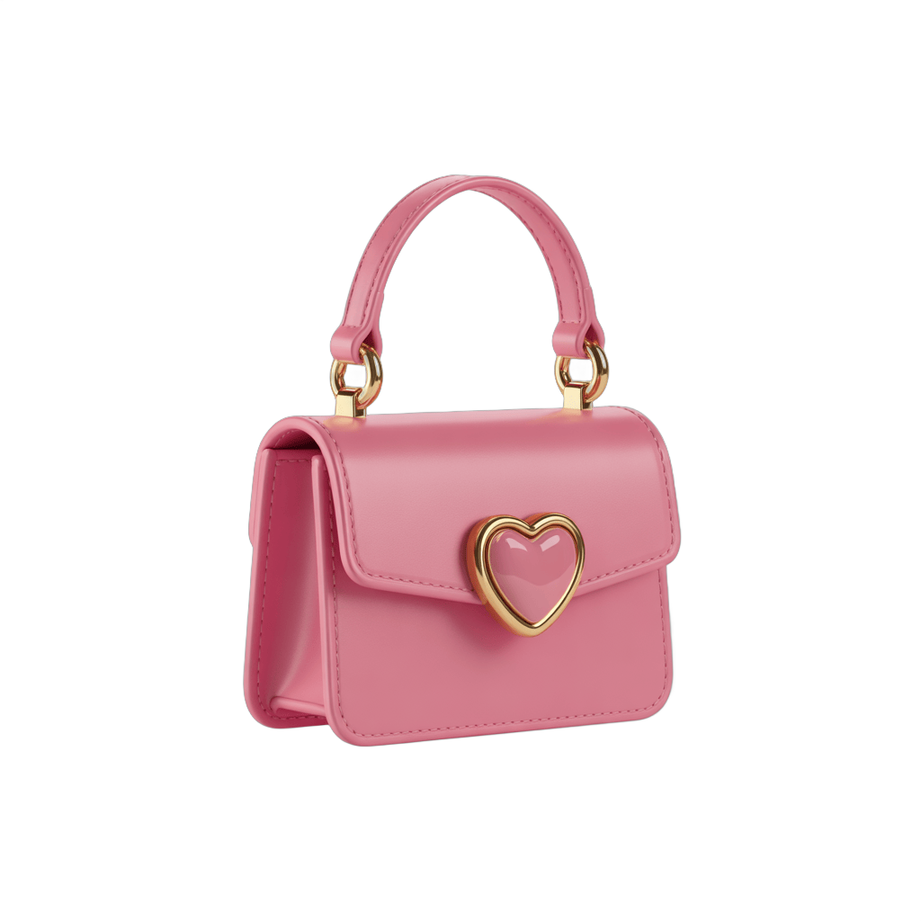 Pink heart-shaped clutch purse for Valentines Day romantic evening gift or wedding accessory PNG - transparent background