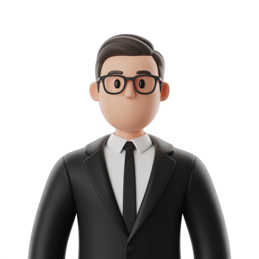 Professional businessman cartoon character in suit and tie for presentations and corporate graphics PNG - transparent background