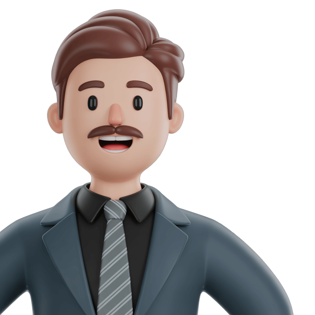 Professional smiling businessman in suit and tie for corporate presentations and business graphics PNG - transparent background