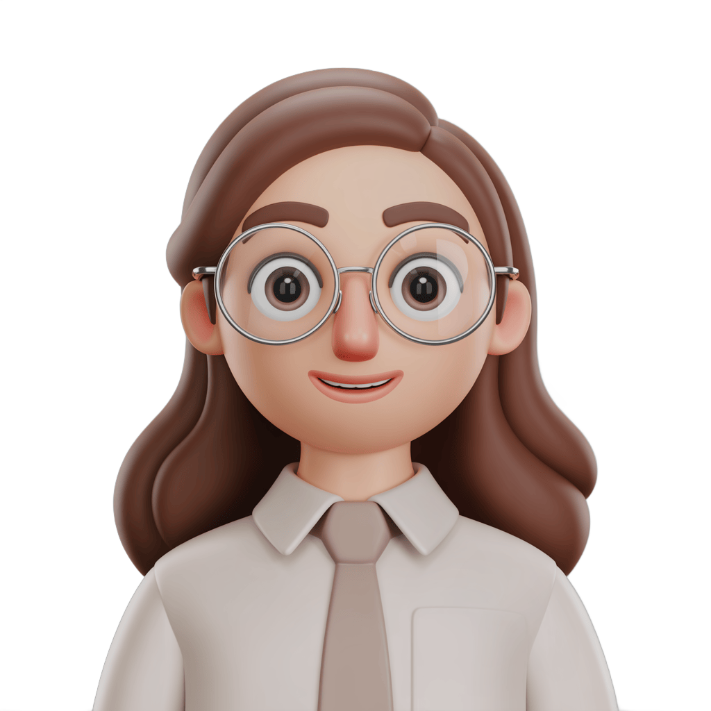 Professional woman with glasses smiling for corporate presentation and business illustration PNG - transparent background