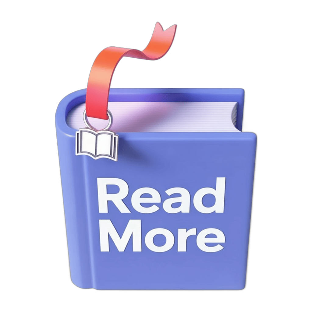 Read more book icon with red ribbon isolated clipart for blog website and digital content PNG - transparent background