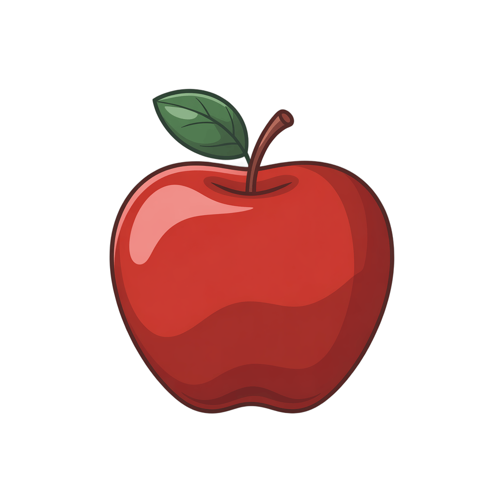 Red apple illustration isolated on transparent background for digital marketing and educational materials PNG - transparent background