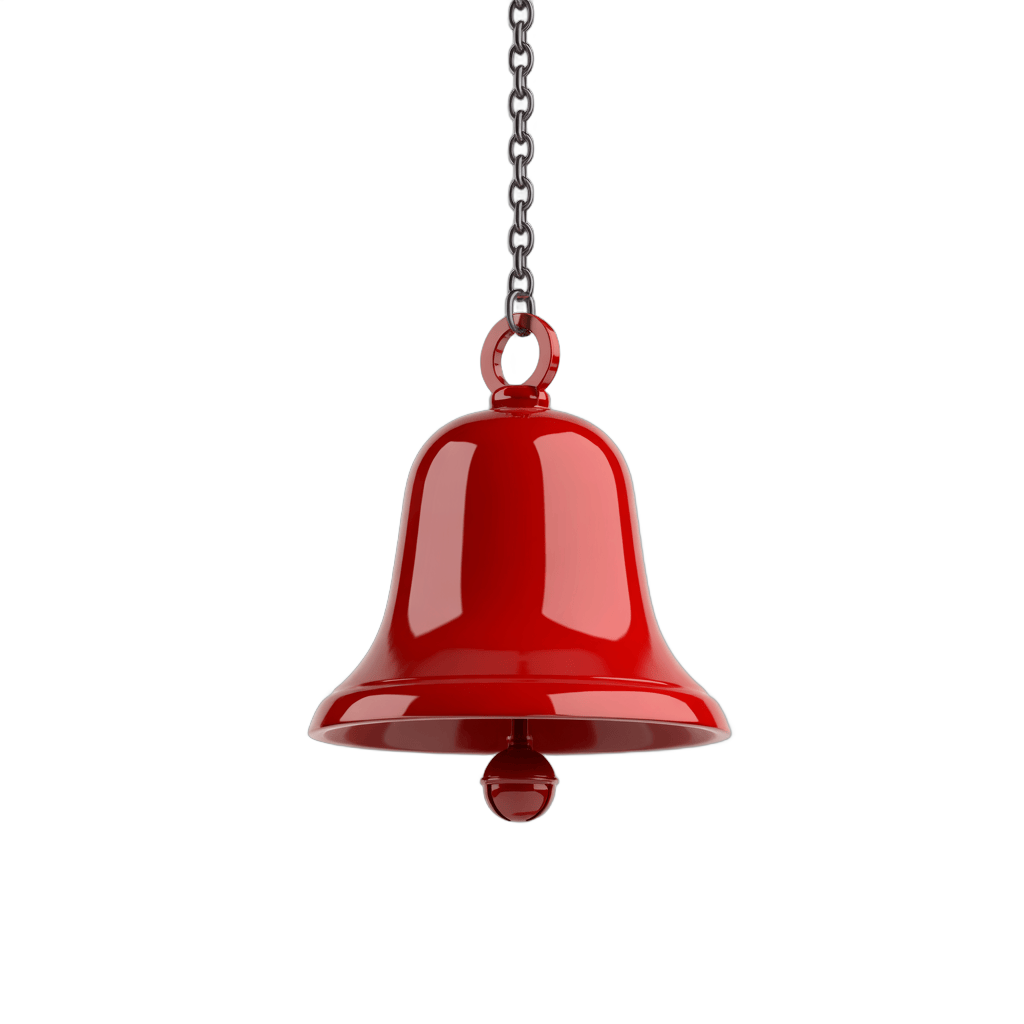 Red isolated bell clipart graphic element for notifications alerts and holiday decorations PNG - transparent background