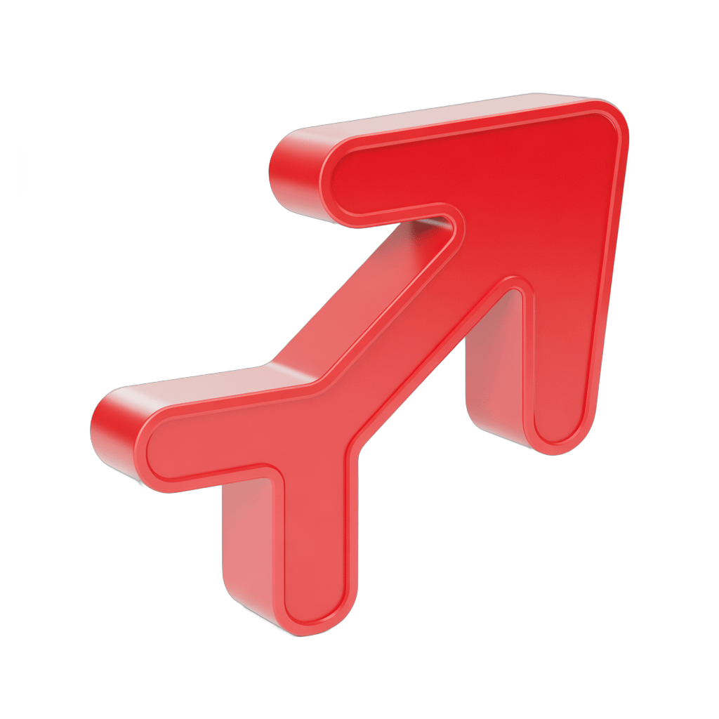 Red upward arrow graphic element for presentations business growth and success indicators PNG - transparent background