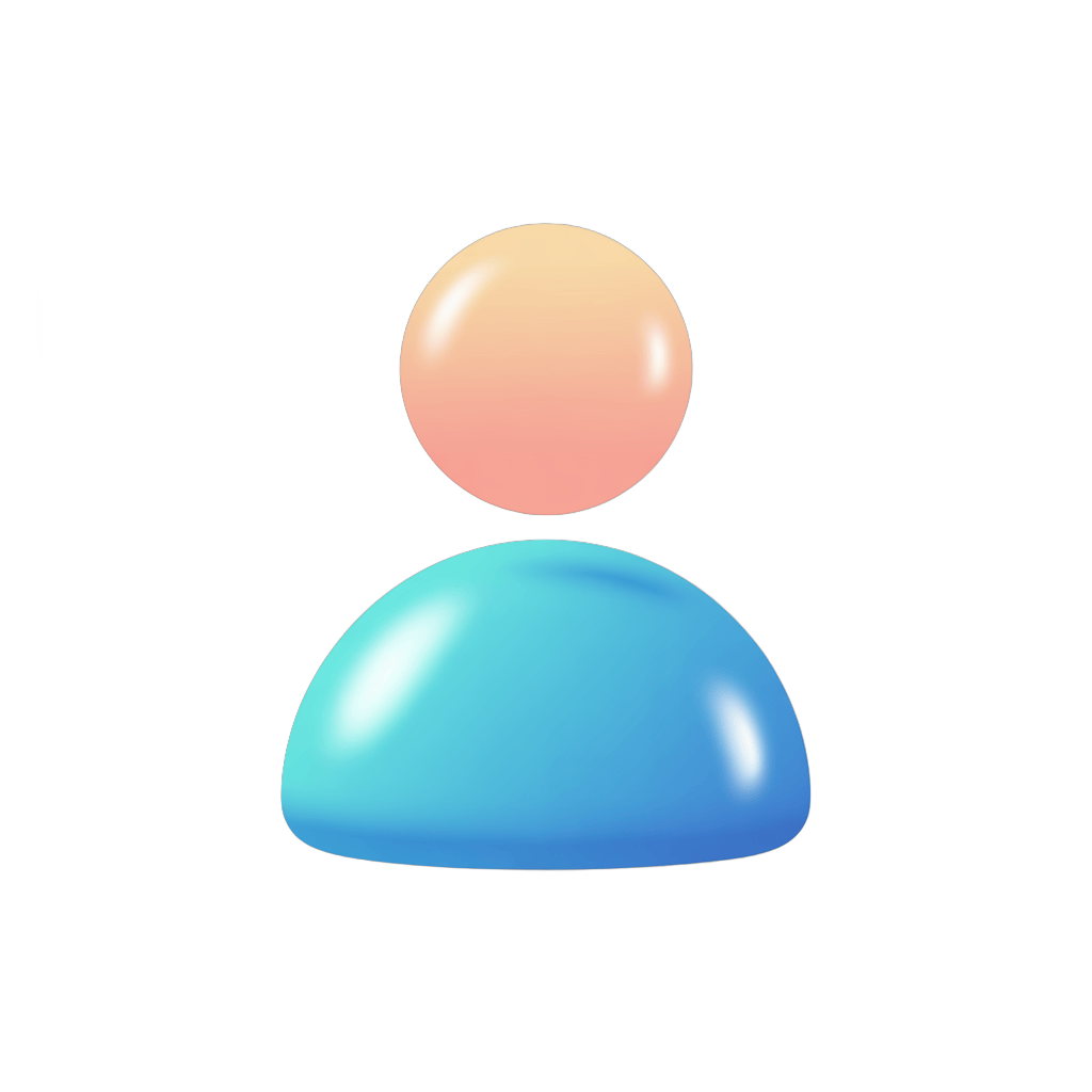 Simple cartoon person icon with peach head and blue body for user profiles and app interfaces PNG - transparent background