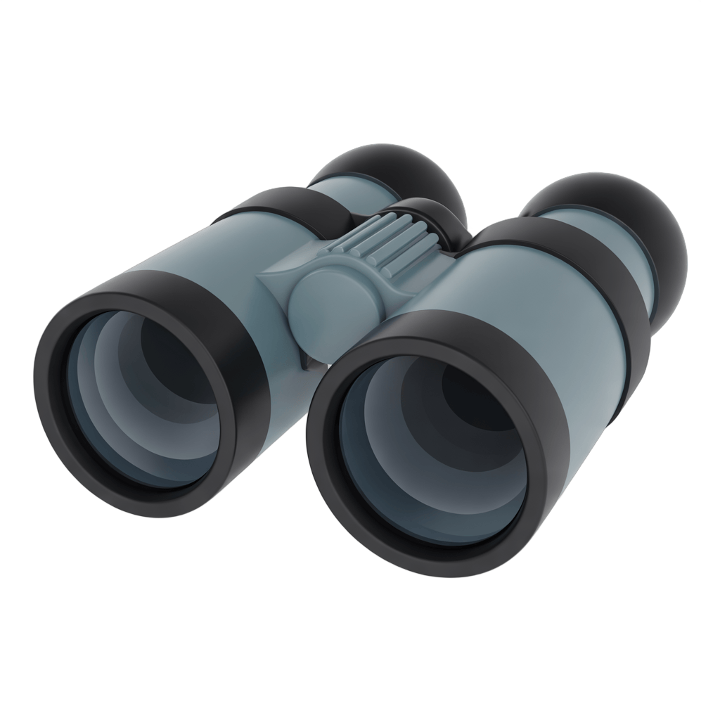 Sleek black and gray binoculars clipart for outdoor adventure and wildlife observation graphics PNG - transparent background