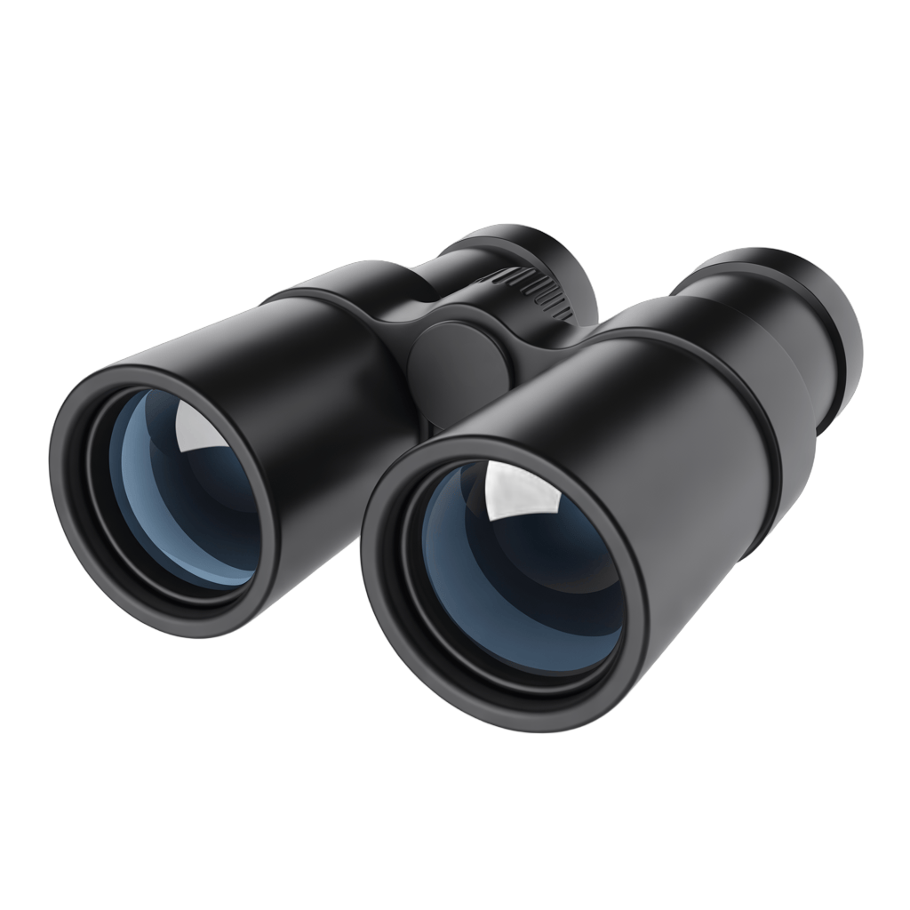 Sleek black binoculars isolated clipart for outdoor adventure and wildlife observation graphics PNG - transparent background