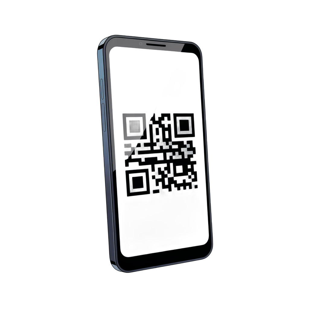 Smartphone screen displaying QR code for digital marketing and mobile app promotion PNG - transparent background