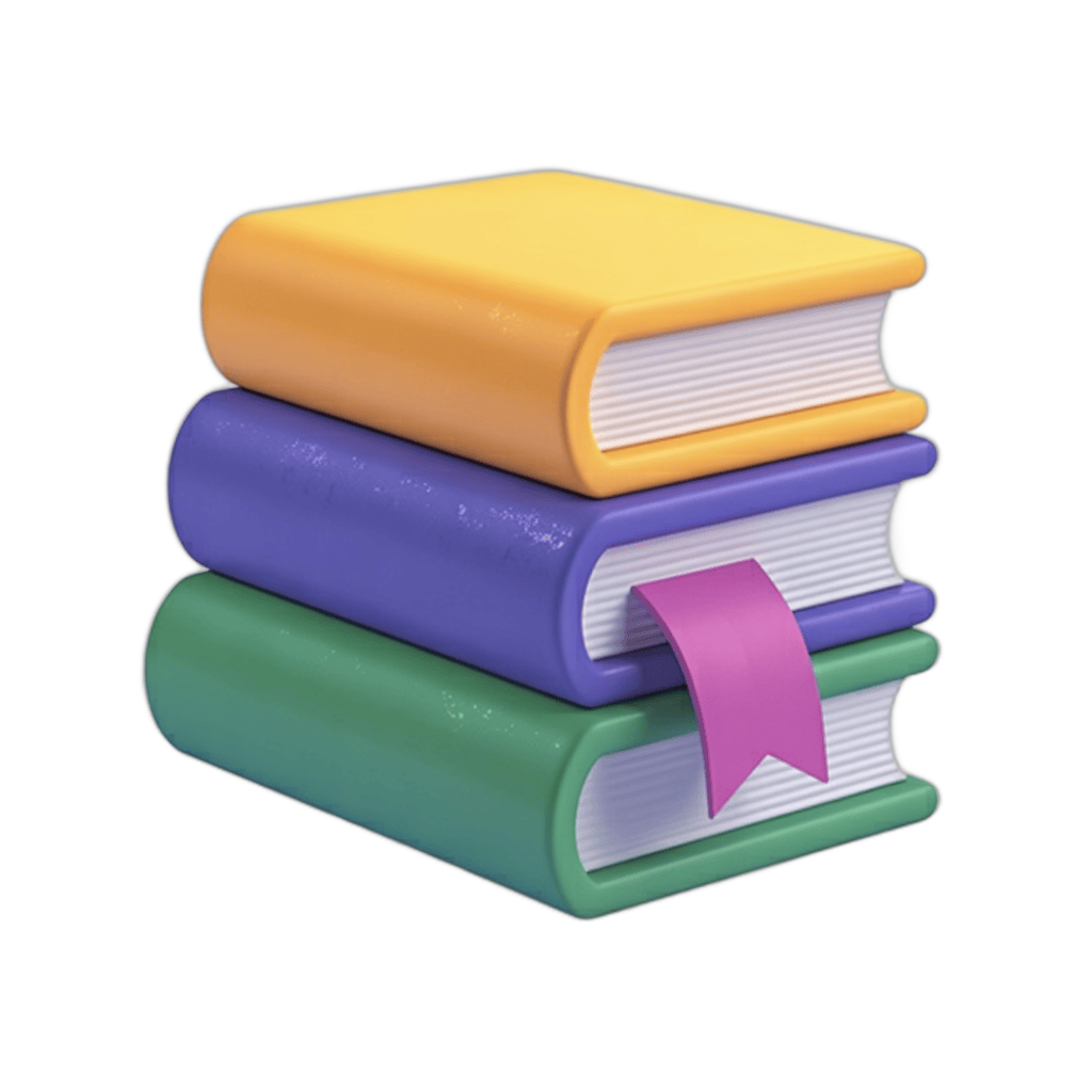 Stack of colorful books with ribbon bookmark for education marketing and learning materials PNG - transparent background