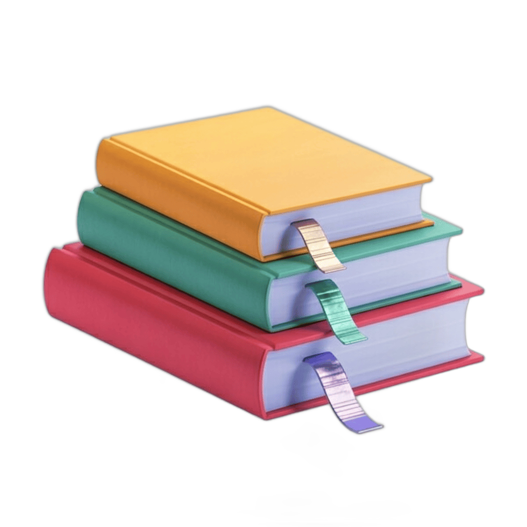Stack of colorful books with ribbons isolated on transparent background for education marketing PNG - transparent background