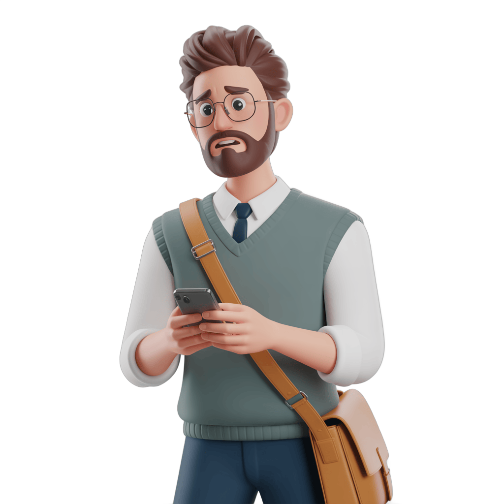 Surprised man in casual business outfit checking smartphone for urgent message or news PNG - transparent background
