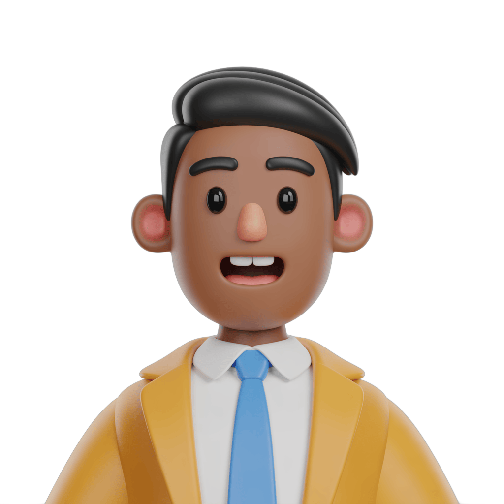 Surprised professional man in yellow blazer and blue tie isolated clipart for presentations and marketing PNG - transparent background