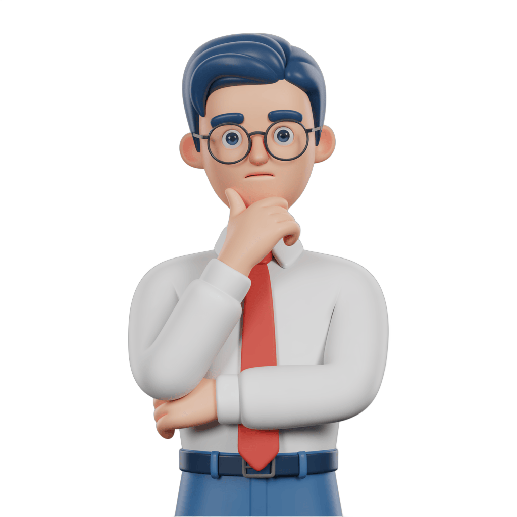 Thoughtful businessman in glasses pondering with arms crossed for presentations and corporate graphics PNG - transparent background