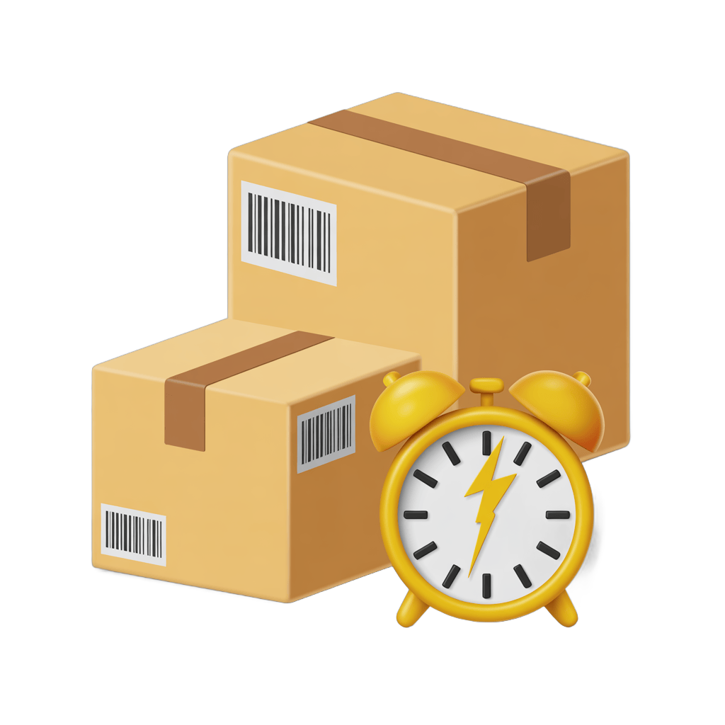 Urgent delivery shipping package alarm clock icon for online store ecommerce website PNG - transparent background